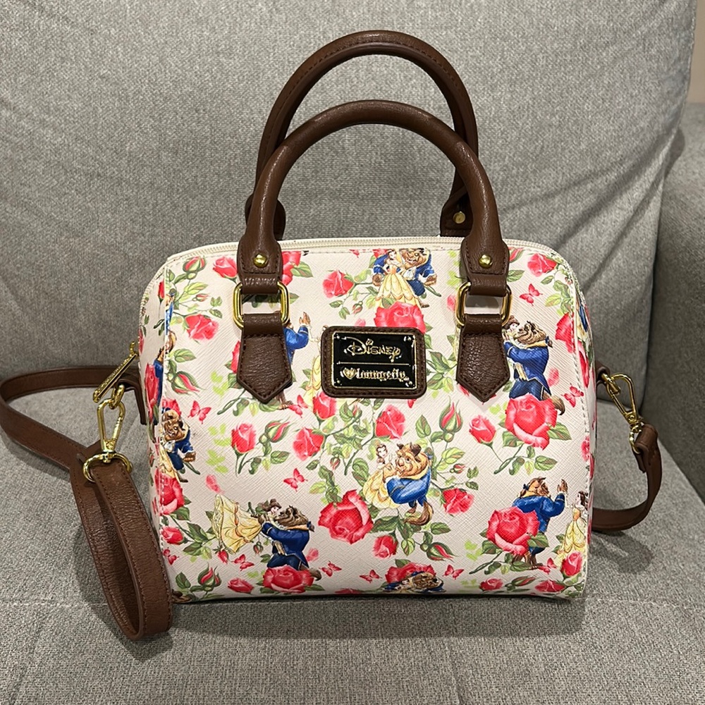 Loungefly Beauty and the Beast Floral Domed Satchel Crossbody